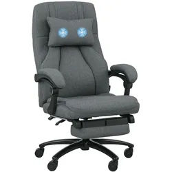 Vinsetto Bürostuhl mit Massagefunktion, Schreibtischstuhl mit Liegefunktion, Kopfstütze , Dunkelgrau , Kunststoff , 74x117x64 cm , Büromöbel, Bürostühle, Drehstühle