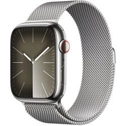 AppleWatch S9 Edelstahl Cellular 45mm Silber Milanaise