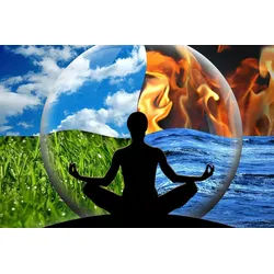 Papermoon Fototapete Wasser Feuer Erde Luft bunt 3,5 m x 2,6 m