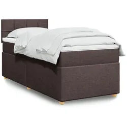 vidaXL Boxspringbett, Boxspringbett mit Matratze Dunkelbraun 100x200 cm Stoff