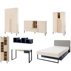 Deine Möbel 24 Jugendzimmer-Set SORENTO B 7-teilig, (7-teilig, 7-tlg., Modernes Design), Modernes Design beige|blau