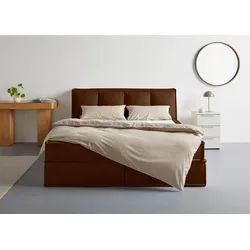 LeGer Home by Lena Gercke Boxspringbett Addyson (Härtegrade H2, H3 und H4 wählbar), Boxspringbett inkl. Topper, 2 Matratzen braun 190 cm x 230 cm