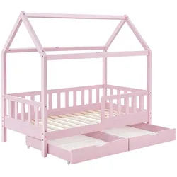 Juskys Kinderbett Marli rosa 90x200 cm mit Bettkasten , Rosa , Holz , 90x200 cm , Babymöbel & Kindermöbel, Kinderzimmer & Jugendzimmer, Kinderbetten, Spielbetten