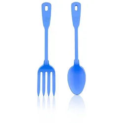 Kochblume Salatbesteck Löffel-Gabel (2-tlg) blau