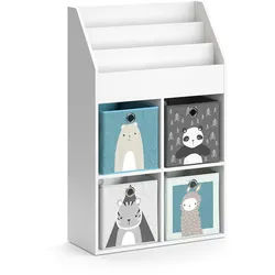 Vicco Kinderregal Luigi Weiß 72 x 114.2 cm mit 4 Faltboxen , Holzwerkstoff , Rechteckig , 72x114.2x31.2 cm , Babymöbel & Kindermöbel, Babyzimmer, Babyregale & Kinderregale