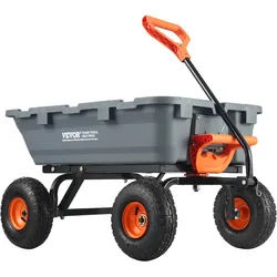 VEVOR Gartenwagen, Gartenkarre mit leicht zu montierendem Stahlrahmen, Kippbarer Transportwagen mit umwandelbarem 2-in-1-Griff, Mehrzweck-Schubkarre mit 360 kg Tragfähigkeit, 255 mm Reifen