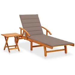 vidaXL Gartenliege Sonnenliege mit Tisch und Auflage Massivholz, 1 St.