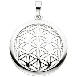 JOBO Kettenanhänger Anhänger Blume des Lebens 22 mm, 925 Silber rhodiniert rhodniert silberfarben