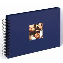 Walther Design Fotoalbum Fun Spiralalbum 23 x 17 cm, Spiralalbum, Papiereinband, quadratischer Bildausschnitt blau