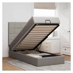 vidaXL Bett, Ottoman-Bett mit Matratze Taupe 90x190 cm Stoff
