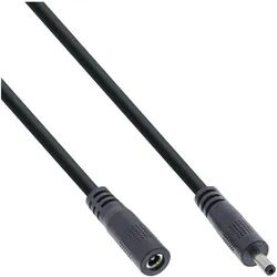 INLINE DC Verlängerungskabel, DC Stecker/Buchse 3,5x1,35mm, AWG 18, schwarz 3m