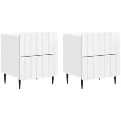 vidaXL Nachttisch 43 x 34,5 x 49,5 cm Nachttisch 2er Set Nachtschrank Hochglanz Weiß 43x weiß