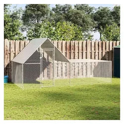 furnicato Hühnerstall 4x2x2 m Verzinkter Stahl silberfarben 4 x 2 x 2 m | 4 cm
