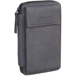 Leonhard Heyden Den Haag Leder-Handy-Umhängetasche Grau