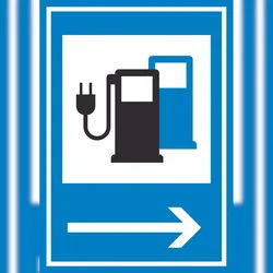 HB-Druck Stromtankstelle 365-65 Pfeil rechts Symbol A2 Rückseite selbstklebend Schild