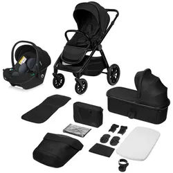 Lionelo Kinderwagenset , Schwarz , 3-teilig , 62x115x94 cm , EN 1888 , Baby on Tour, Kinderwagen, Kombikinderwagen