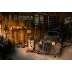 Papermoon Fototapete VLIES-Tapete Premium "Altes Auto", Kleister KOSTENLOS, reduziert, 3D-Effekt, restlos trocken abziehbar, (2740), Wandtapete Bild Dekoration Wand-Dekor Motiv Tapete Poster 4.5 m x 2.8 m