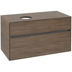 Villeroy & Boch Collaro Waschbeckenunterschrank, 2 Auszüge, Waschbecken links, 1000x548x500mm, C03900VH, Farbe: Front/Korpus: Arizona Oak, Griff: Graphite