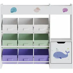 [en.casa] Kinderregal Søndreland , Hellgrün, Lila , Holzwerkstoff , Wasser/Strand/Meer , 90x80x29.5 cm , Babymöbel & Kindermöbel, Babyzimmer, Babyregale & Kinderregale