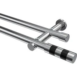 GARDINENSTANGE Platon Mavell 280 cm (geteilt in 2 x 140 cm), 2-läufig (ohne Ringe), 20 mm Ø Chrom