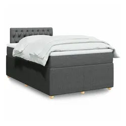 vidaXL Boxspringbett, Boxspringbett mit Matratze Dunkelgrau 120x200 cm Stoff
