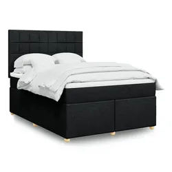 vidaXL Boxspringbett, Boxspringbett mit Matratze Schwarz 140x200 cm Stoff