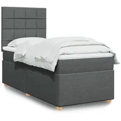 vidaXL Boxspringbett, Boxspringbett mit Matratze Dunkelgrau 100x200 cm Stoff