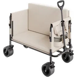 VEVOR Bollerwagen, Handwagen 250 kg Tragkraft, 2-in-1-Klappwagen, umwandelbar in eine Bank, Mehrzweckwagen mit verstellbarem Griff, Outdoor-Wagen für Lebensmitteleinkauf, Camping, Gartenarbeit