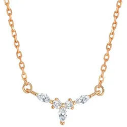 Hey Happiness Charm-Kette Diadem Royal Zarte Silberkette, Filigrane 925 Sterling Silber Kette Damen mit Zirkonia rosa