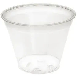 Verive Clear Cup Smoothie Becher, rPET, Ø 95 mm, Transparenter Einwegbecher für kalte Getränke und Speisen, 1 Karton = 16 Packungen à 50 Stück, Fassungsvermögen: 280 ml
