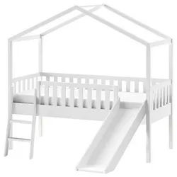 Mid.you Hausbett , Weiß , Holz , Kiefer , massiv , Höhe ca. 30 cm , 90x200 cm , nicht verstellbar , Baby & Kindermöbel, Kinder- & Jugendzimmer, Kinderbetten, Spielbetten