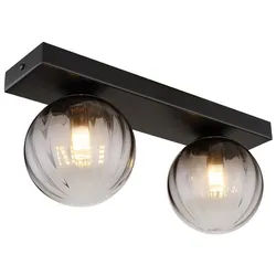 GLOBO LIGHTING Deckenleuchte, Leuchtmittel nicht inklusive, Deckenleuchte Wohnzimmerlampe Deckenlampe Glas Rauchfarbe B 35 cm schwarz