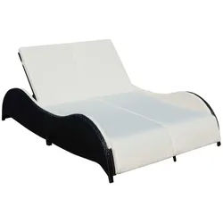 furnicato Gartenliege 2-Personen Rattan Sonnenliege Schwarz 200x132x45 cm schwarz