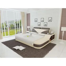 Xlmoebel Polsterbett Polster Doppelbett mit USB-Ladegerät und Regal in modernem Design (Bett "LB8817), Hergestellt in Europa 230 cm