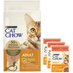 Purina Cat Chow Adult mit 15 kg Ente + PURINA Cat Chow Adult 3x85g