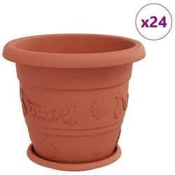 vidaXL Blumentopf Blumentöpfe 24 pcs Ziegelrot Ø 34 x 28 cm Kunststoff (24 St) rot