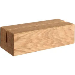 Kartenhalter aus Holz, Sockel für variables Stecksystem MODUL 100 mm | Eichenholz | gerader Einsteckschlitz