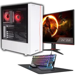 CAPTIVA Gaming-PC-Komplettsystem "Advanced Gaming R93-498 TFT Bundle", Energieeffizienz: F (A-G), weiß, Microsoft Windows 11 Home (64 Bit), 32 GB RAM 1.000 GB SSD, Computer_Komplettsysteme
