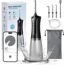 Vivitar Munddusche mit 4 Düsen & 5 Modi, 350 ml Wassertank, IPX7 Wasserdicht, USB-C Wiederaufladbar, Tragbare Elektrische Zahnseide schwarz