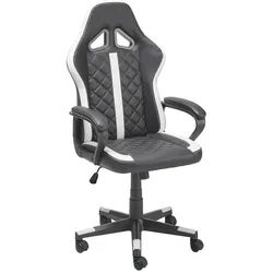 Livetastic Gamingstuhl , Schwarz, Weiß , Metall, Kunststoff, Textil , Drehkreuz , 60x114-124x62 cm , Büromöbel, Bürostühle, Gaming-Sessel