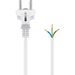 Goobay Schutzkontaktkabel zum Konfektionieren, 1,5 m, Weiß - Schutzkontaktstecker (Typ F, CEE 7/7) > lose Kabelenden