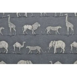 Stofferia Stoff Dekostoff Baumwolle Prairie Animals Dunkelgrau, Meterware grau