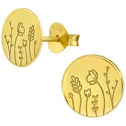 Order & Smile Schmuck Paar Ohrstecker Runde Ohrstecker: vergoldete Ohrringe aus Silber 925 goldfarben