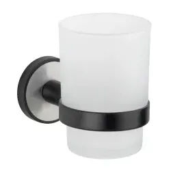 WENKO UV-Loc® Zahnputzbecherhalter Udine, Edelstahl, Moderner Becherhalter kann ohne Bohren montiert werden, Maße (B x H x T): 8 x 10,5 x 8 cm