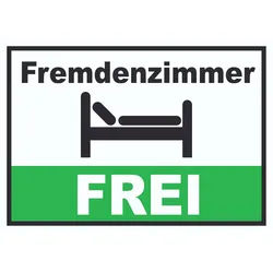 HB-Druck Hinweisschild Fremdenzimmer FREI Schild Zimmer Frei, wetterfest, stabil, UV-beständig, kratzfest DIN-A4 210x297mm selbstklebend