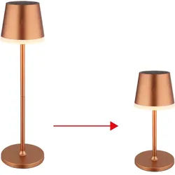 Tischlampe Solarleuchte LED Außenleuchte champagner Akku Gartenleuchte Terrassenlampe, Metall Kunststoff satiniert, spritzwassergeschützt, warmweiß, H 41 cm
