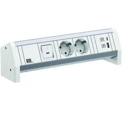 BACHMANN DESK 2xCEE7/3 1xSchalter 1xUSB A/C 22W GST18 RAL9010