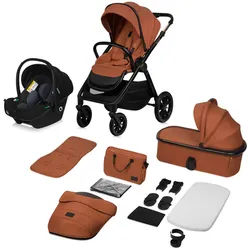 Lionelo Kinderwagenset , Cognac , 3-teilig , 62x115x94 cm , EN 1888 , Baby on Tour, Kinderwagen, Kombikinderwagen