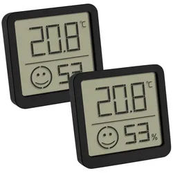 TFA Dostmann Raumthermometer TFA 30.5053 digitales Thermometer-Hygrometer mit Komfortzonen, 2-tlg. schwarz