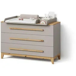 Livinity® Wickelkommode Mailo Cashmere/Artisan XL mit 3 Schubladen , Kaschmir, Eiche Artisan , Holzwerkstoff , Rechteckig , 133x98x70 cm , Babymöbel & Kindermöbel, Babyzimmer, Wickelkommoden & Zubehör, Wickelkommoden